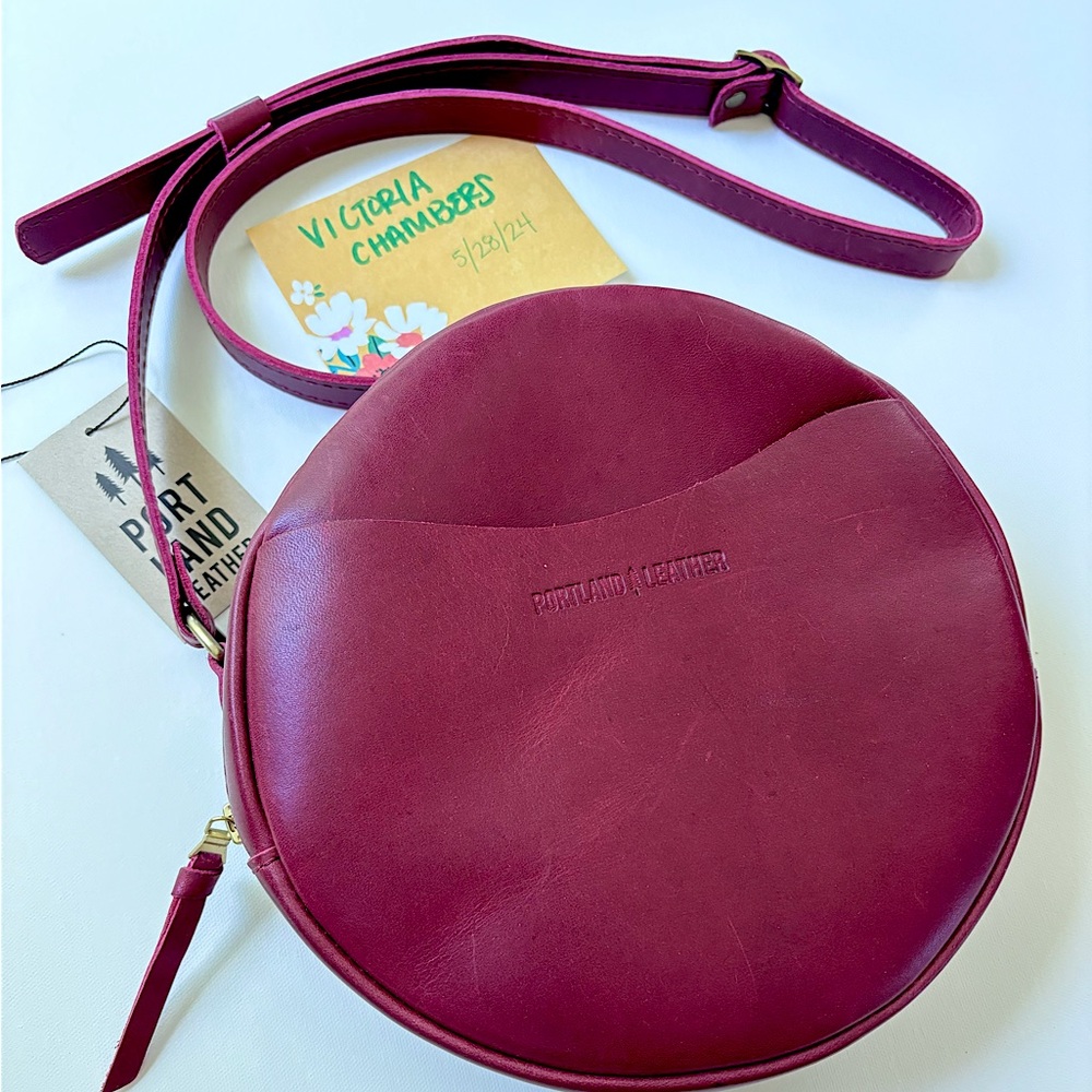 Boysenberry Leather circle crossbody